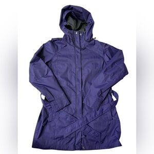 Columbia Omni-Shield Rain Jacket Womens M Purple Hooded Waterproof Belted